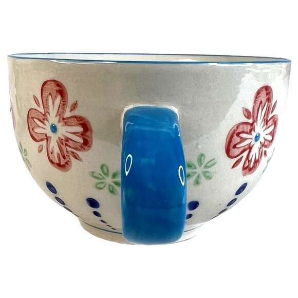 Set Of 2 Hand Painted Ceramic Mugs With Floral Patterns 12oz Anthropologie Style - Picture 5 of 11